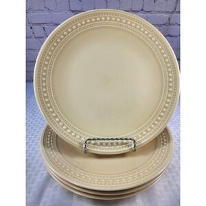 Gorgeous Vintage Matceramica YELLOW Bead Portugal Set of 4 Dinner Plates 11"